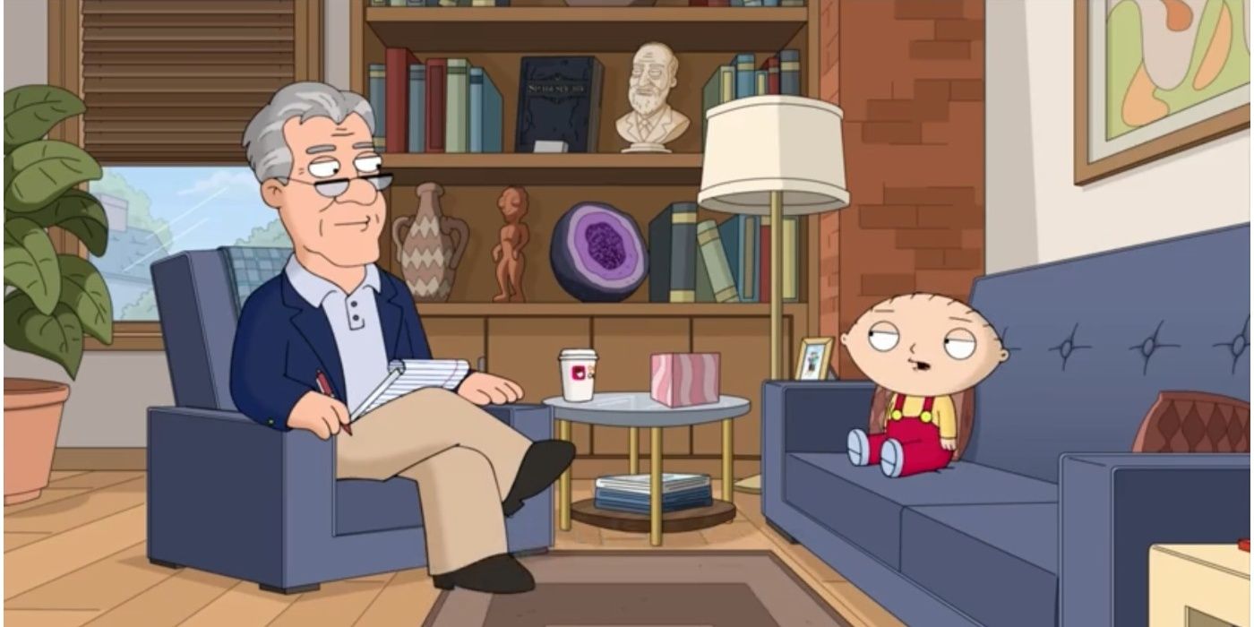Stewie talking to his therapist.