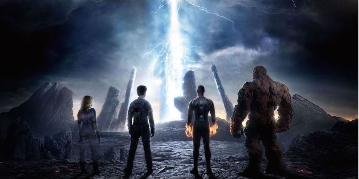 The Fantastic Four stare into a vortex in the 2015 film.