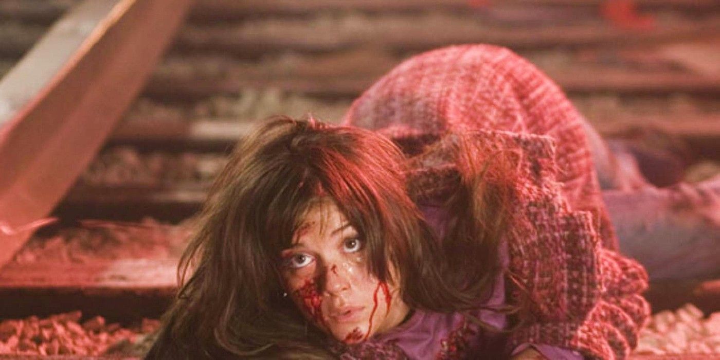 A bloody Wendy on the train tracks in Final Destination 3