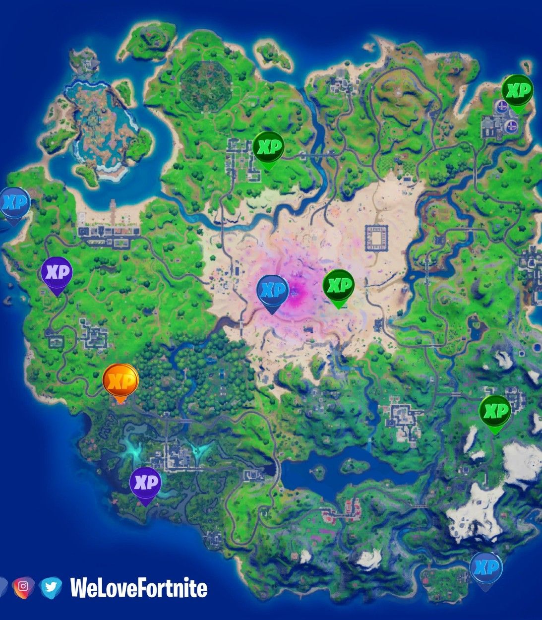 All the map locations for the Week 9 XP Coins in Fortnite Season 5