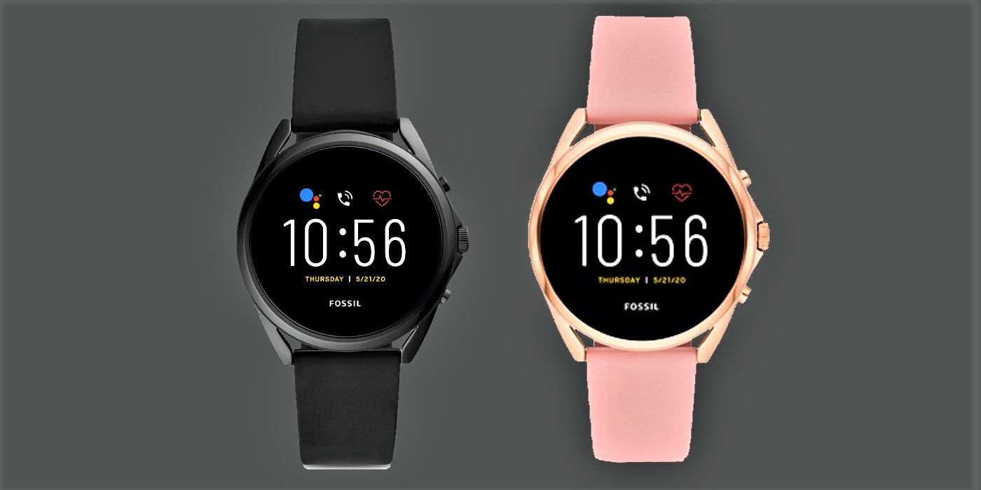 Fossil Gen 5 LTE smartwatch black and blush color options side by side