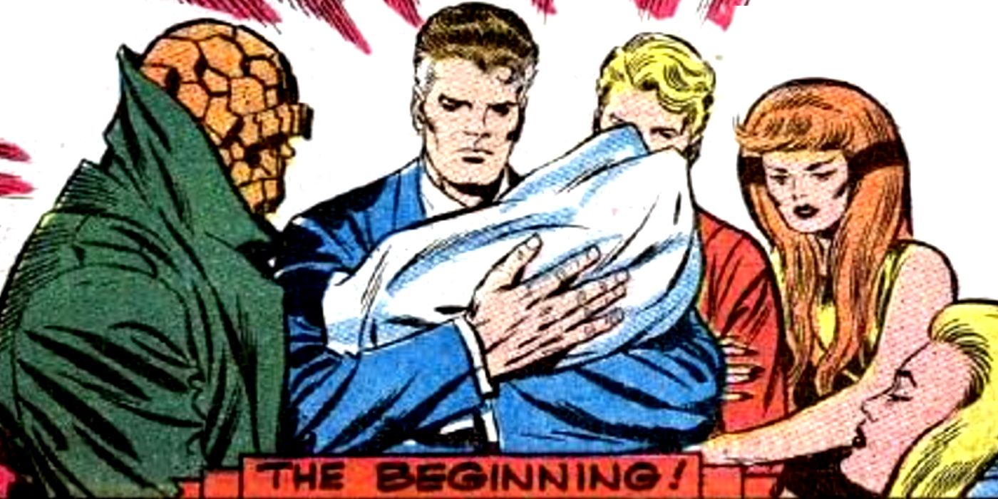 The Fantastic Four with baby Franklin Richards