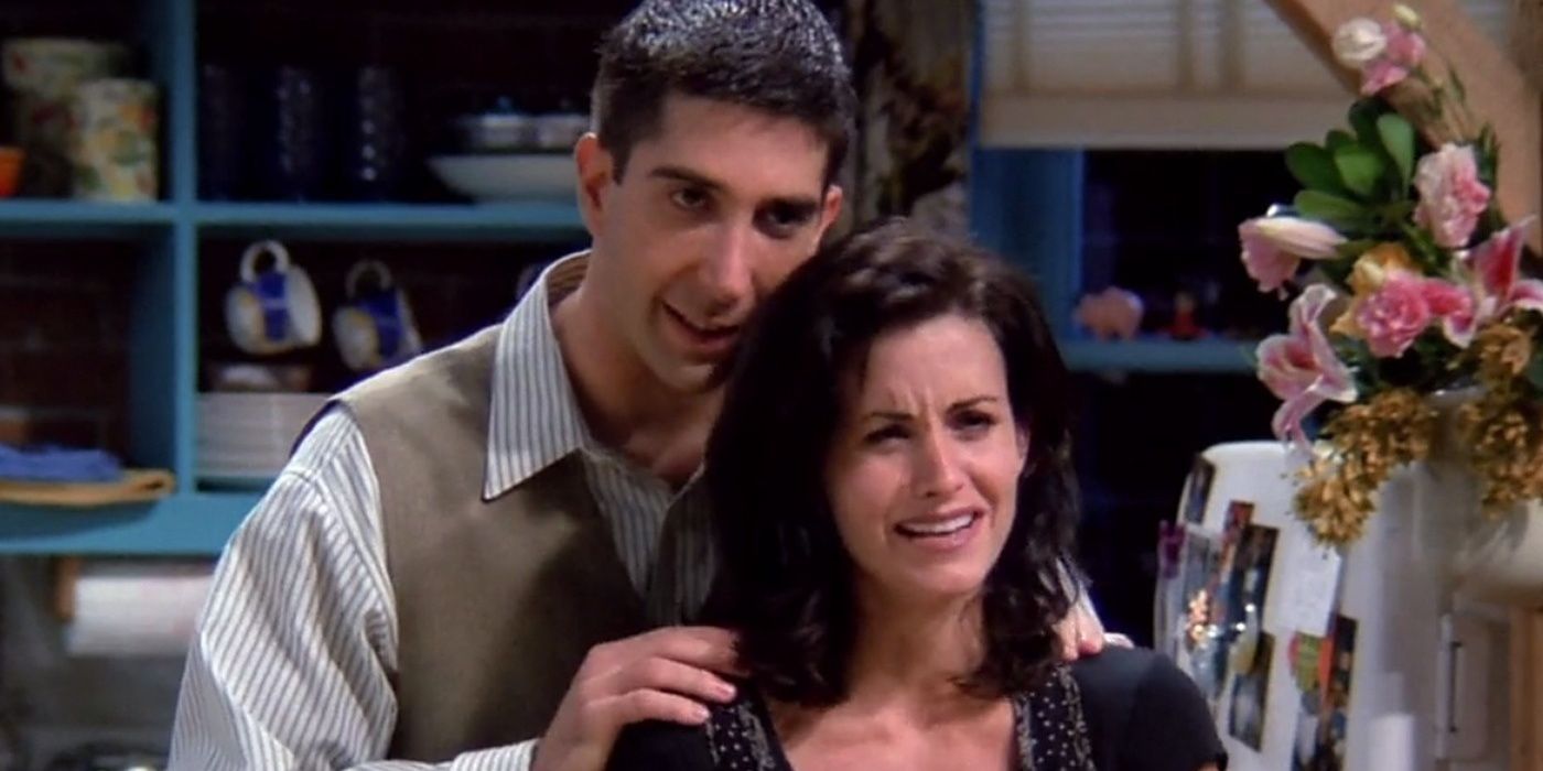 Monica and Ross smiling in Friends