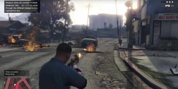 Franklin wrecks havoc blowing up trucks with a giant gun