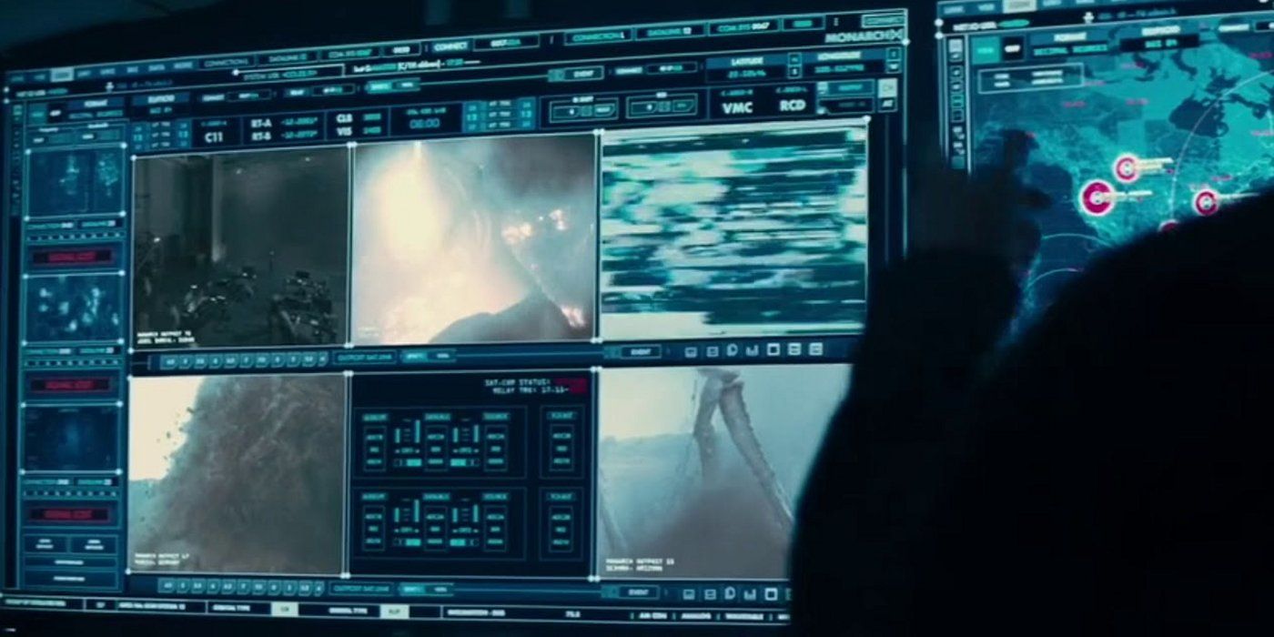Six screens showing Titans hiding in Godzilla King of the Monsters