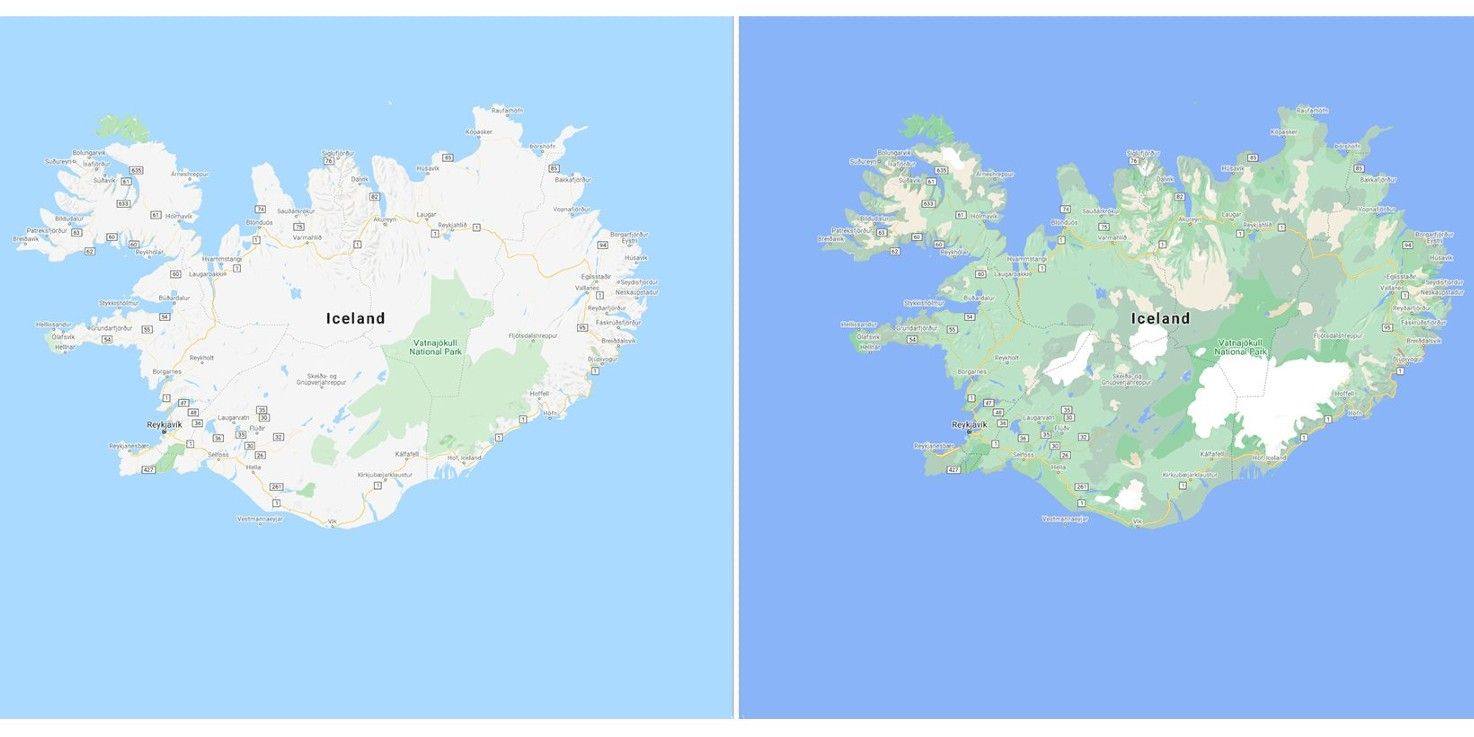 Google Maps color mapping comparison