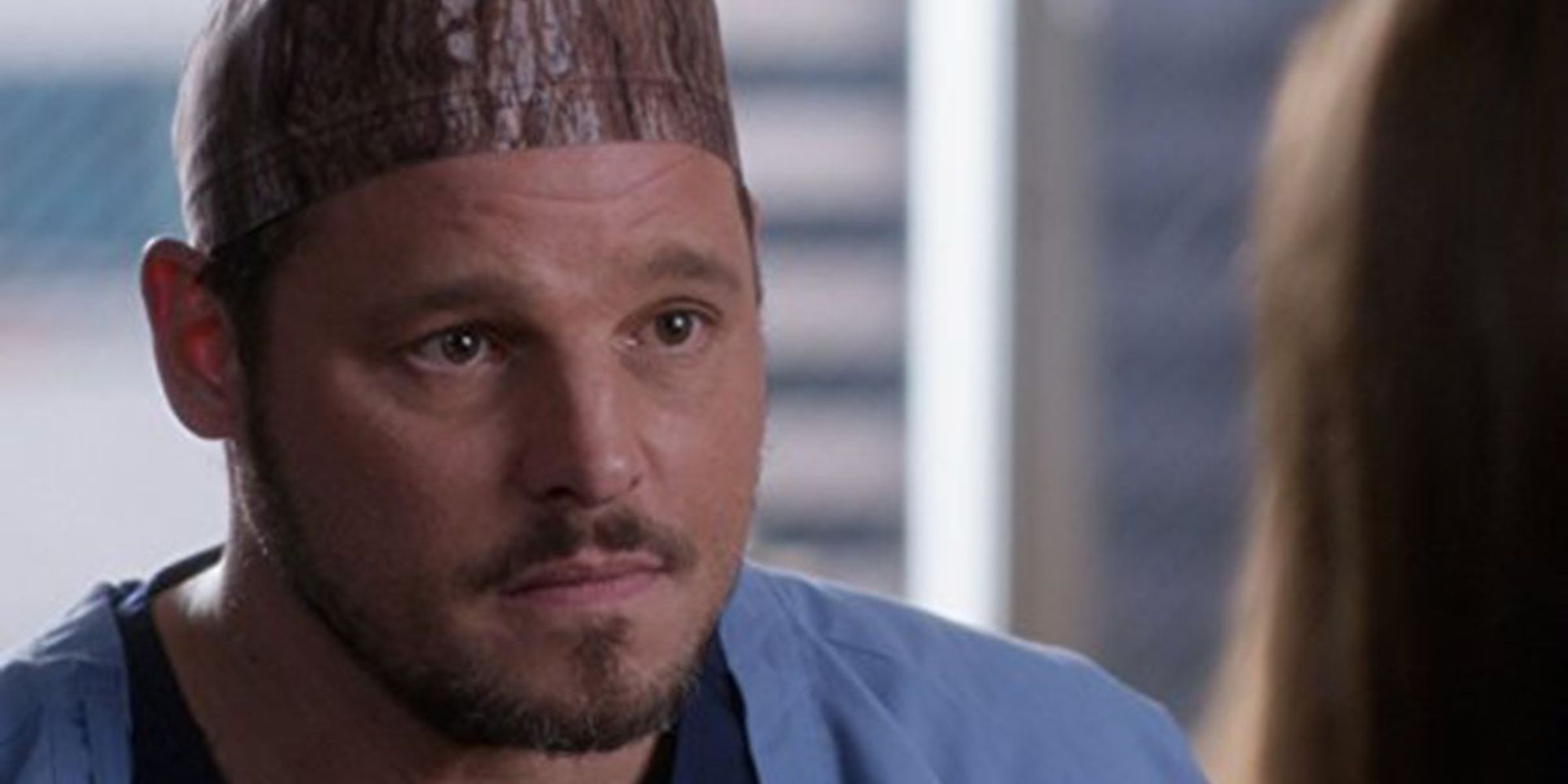 Karev in cap Talking to Patient in Greys Anatomy