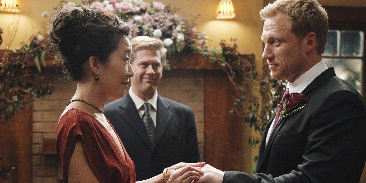 Cristina Yang (Sandra Oh) and Owen Hunt (Kevin McKidd) in &quot;Grey's Anatomy.&quot;