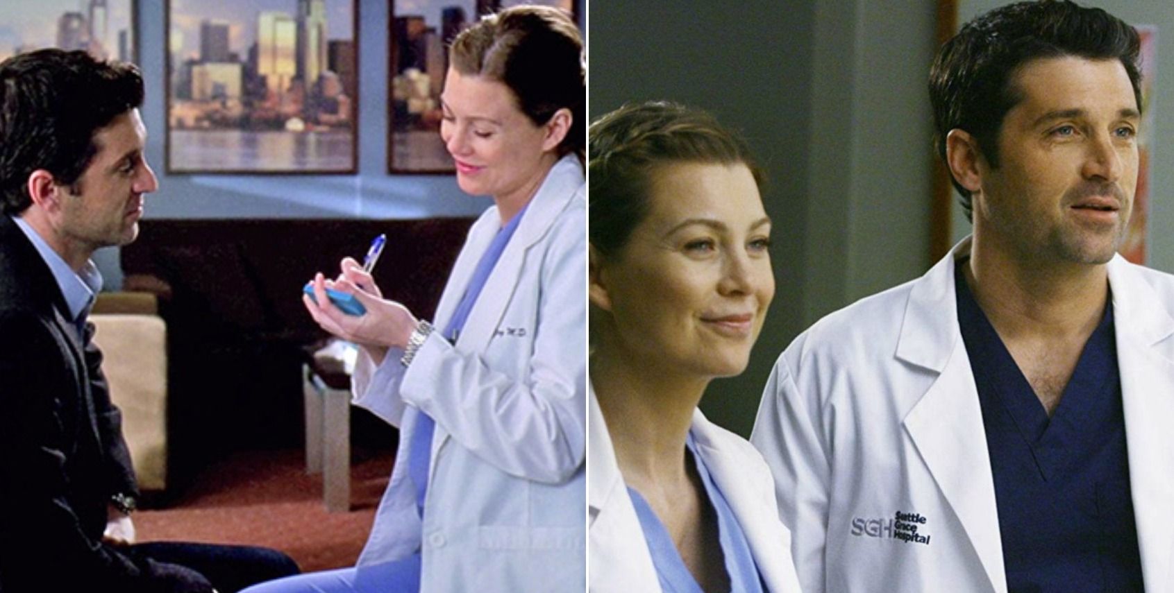 Meredith Grey (Ellen Pompeo) and Derek Shepherd (Patrick Dempsey) in &quot;Grey's Anatomy.&quot;