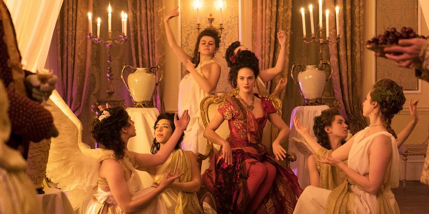 The cast of Harlots pose together 