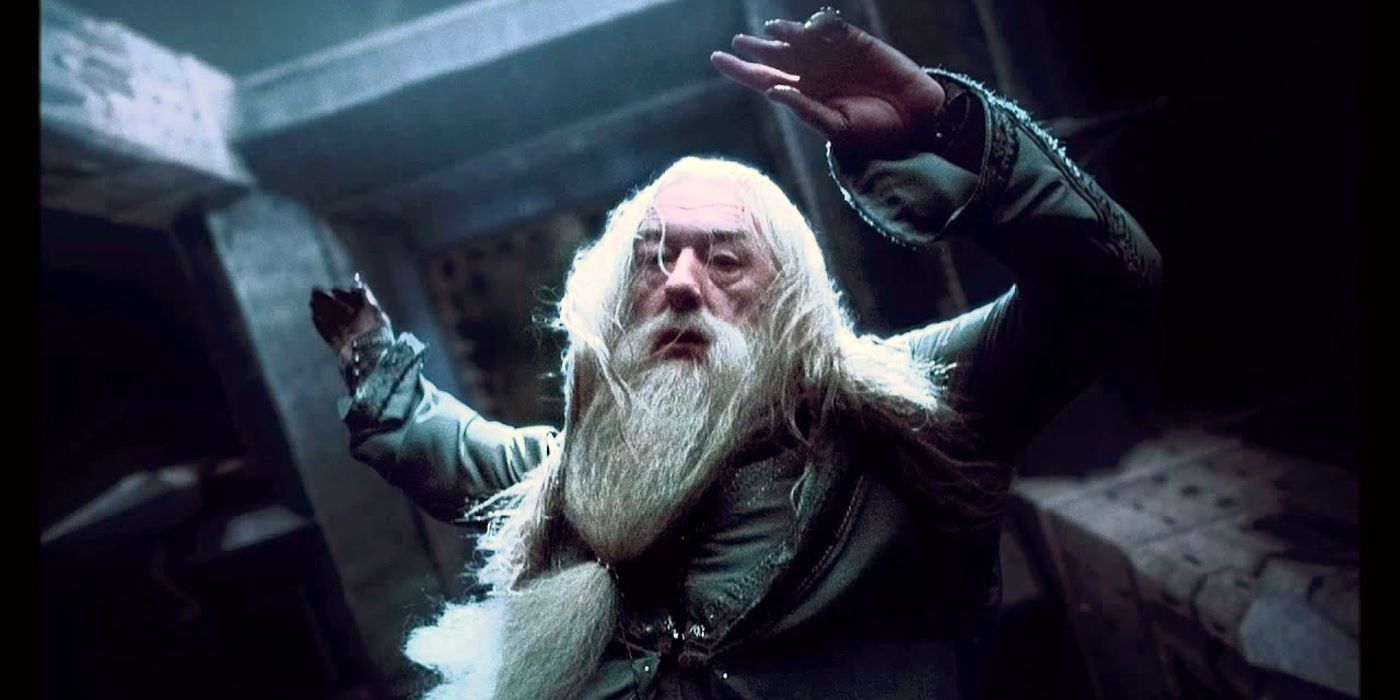 Dumbledore falling from the astronomy tower in Harry Potter and the Half-Blood Prince