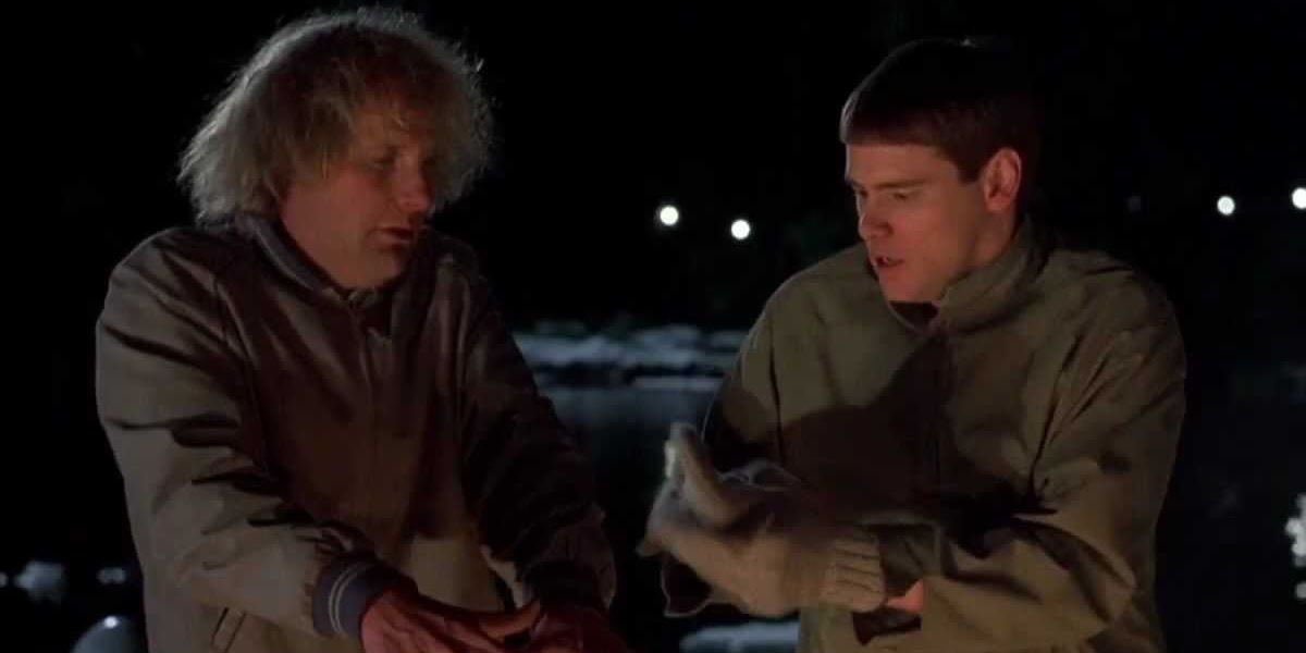Harry and Lloyd standing out in the cold at night in Dumb and Dumber