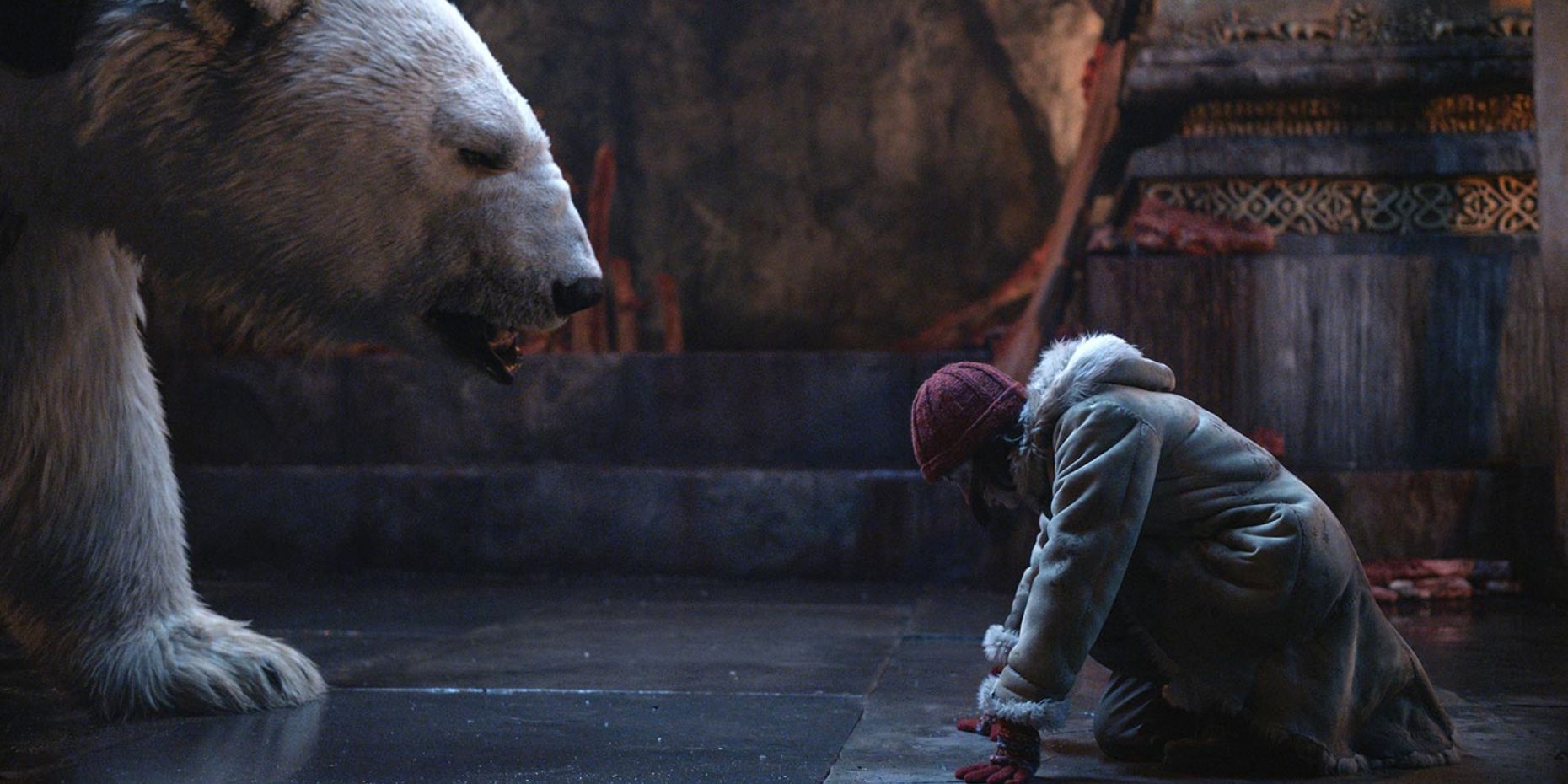 Lyra and a polar bear in His Dark Materials 