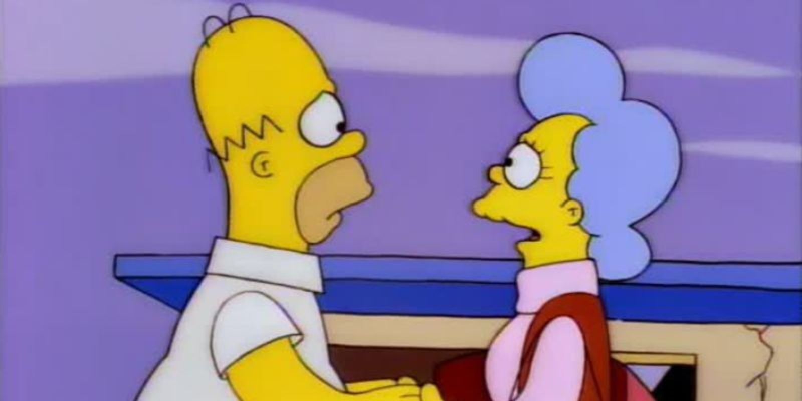 Homer and Mona in The Simpsons