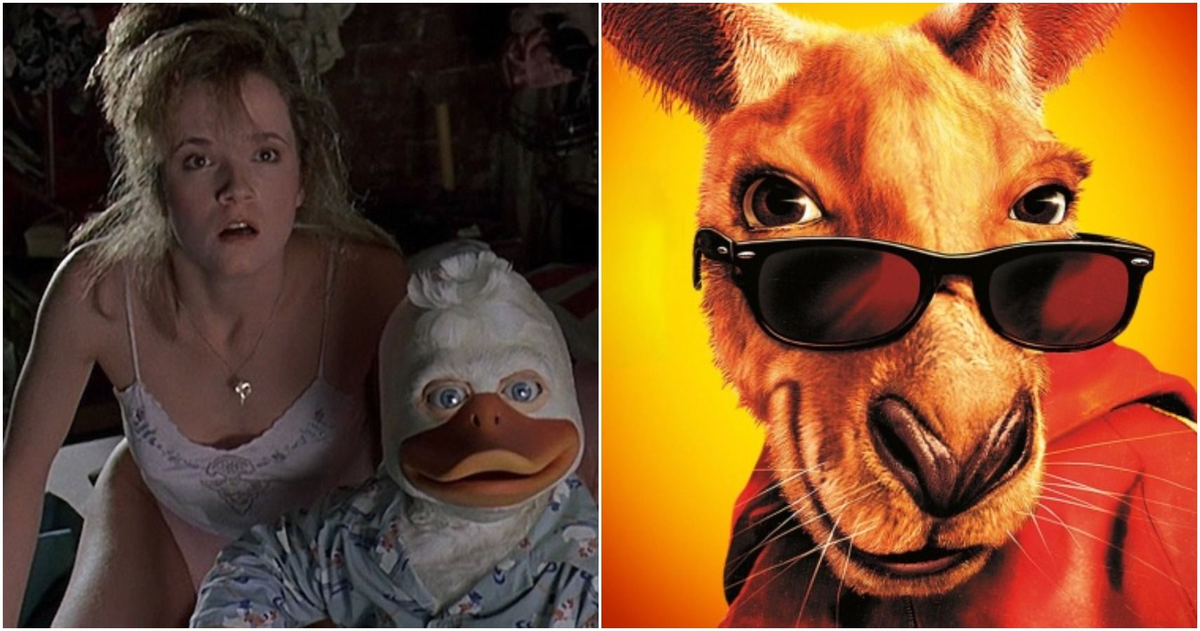 An image from the film Howard the Duck next to an image from Kangaroo Jack.