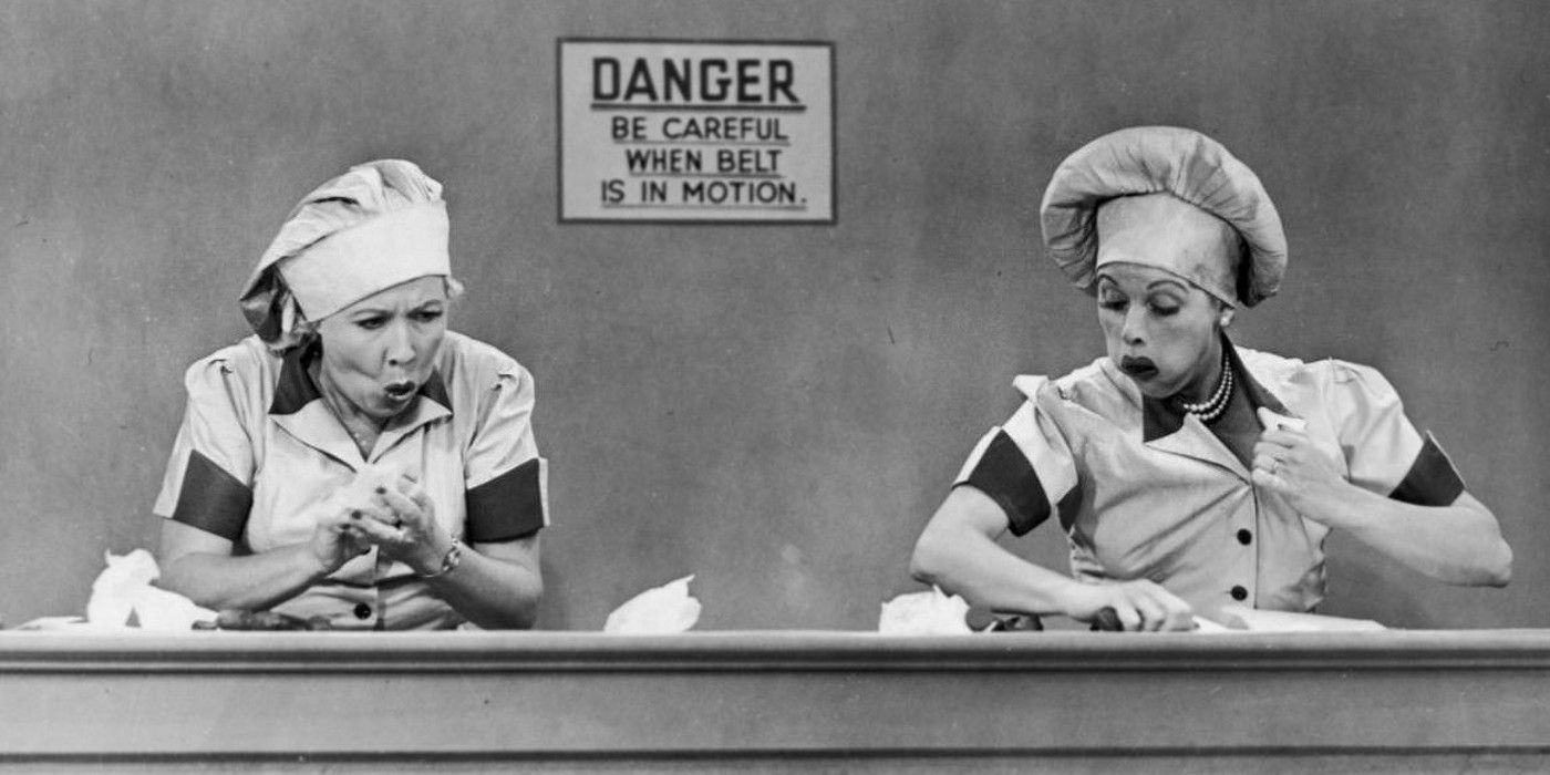 Lucy and Ethel eating chocolate