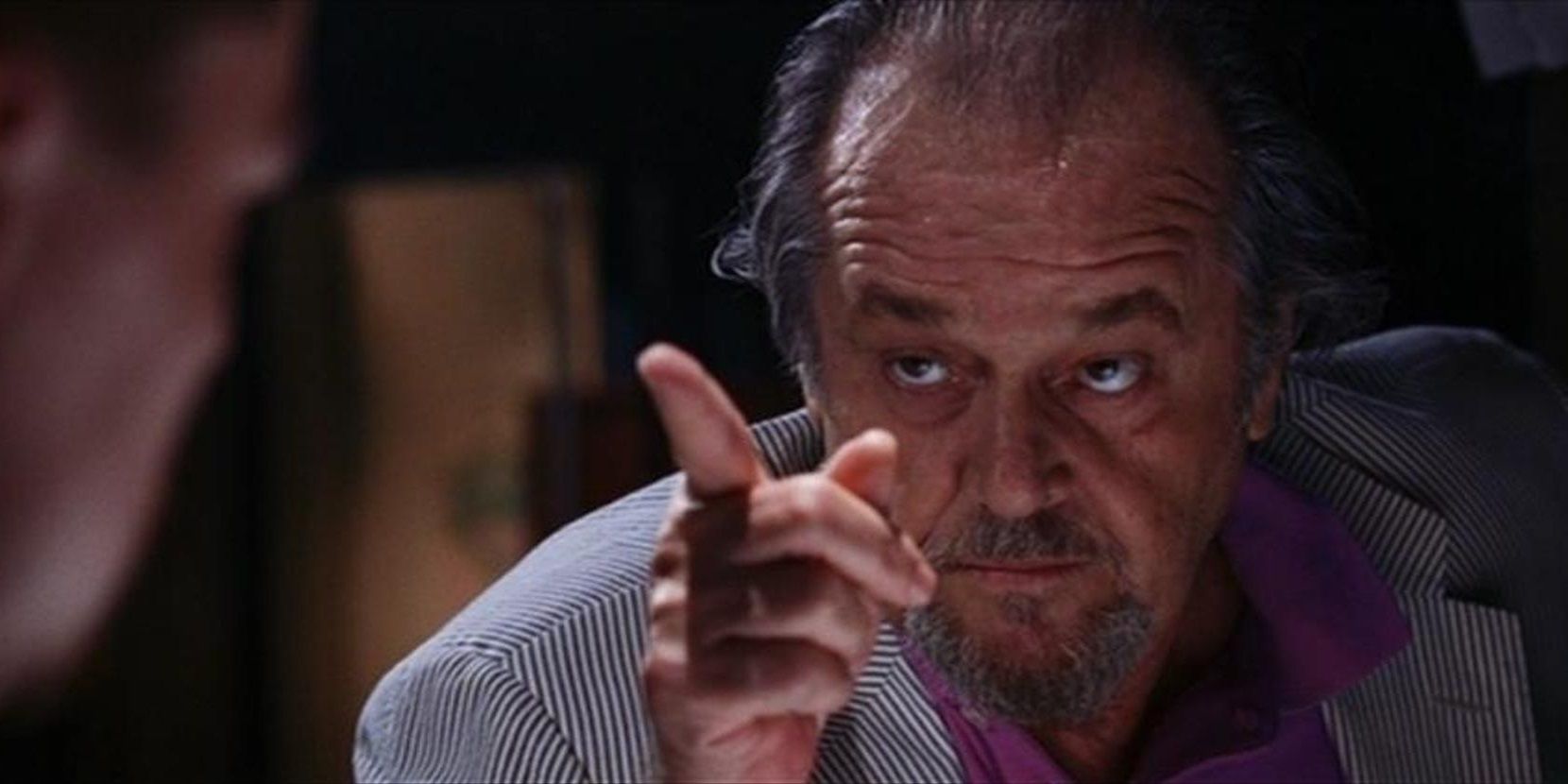 Jack Nicholson pointing a finger in The Departed
