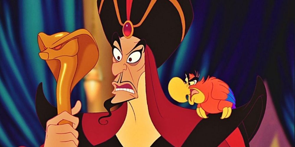 Jafar and Iago angrily looking in Aladdin