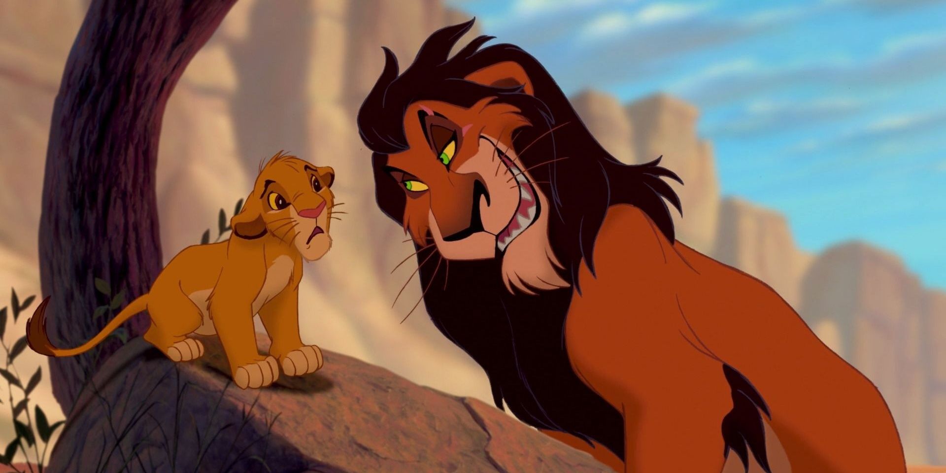 Scar intimidates Simba in The Lion King
