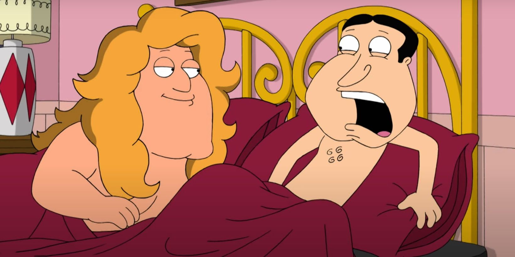 Joe Swanson and Glenn Quagmire in bed in Family Guy