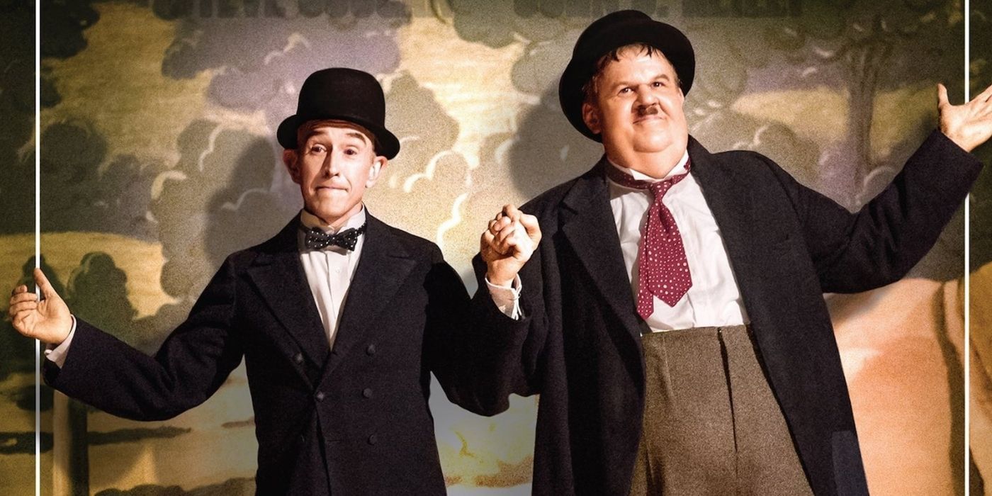 Laurel and Hardy pose on stage from Stan And Ollie