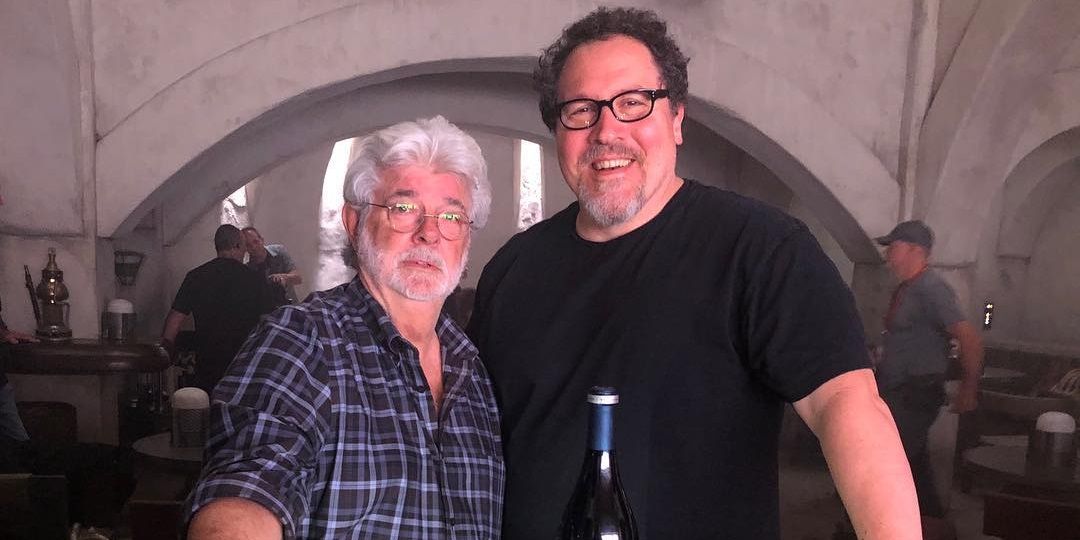 Jon Favreau and George Lucas on the set of The Mandalorian