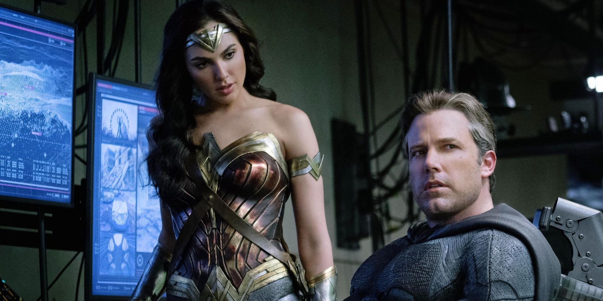 Batman and Wonder Woman in the batcave in Justice League