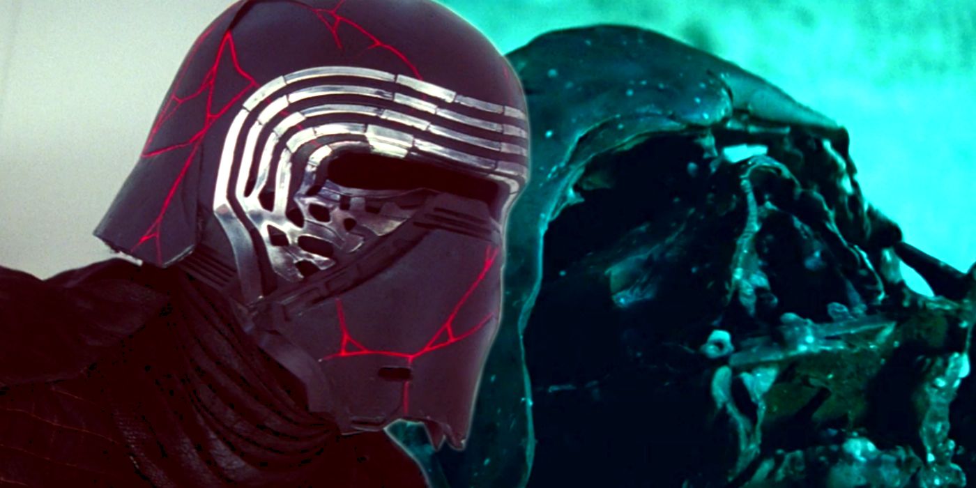 Kylo Ren and Darth Vader Helmet in Star Wars The Rise of Skywalker