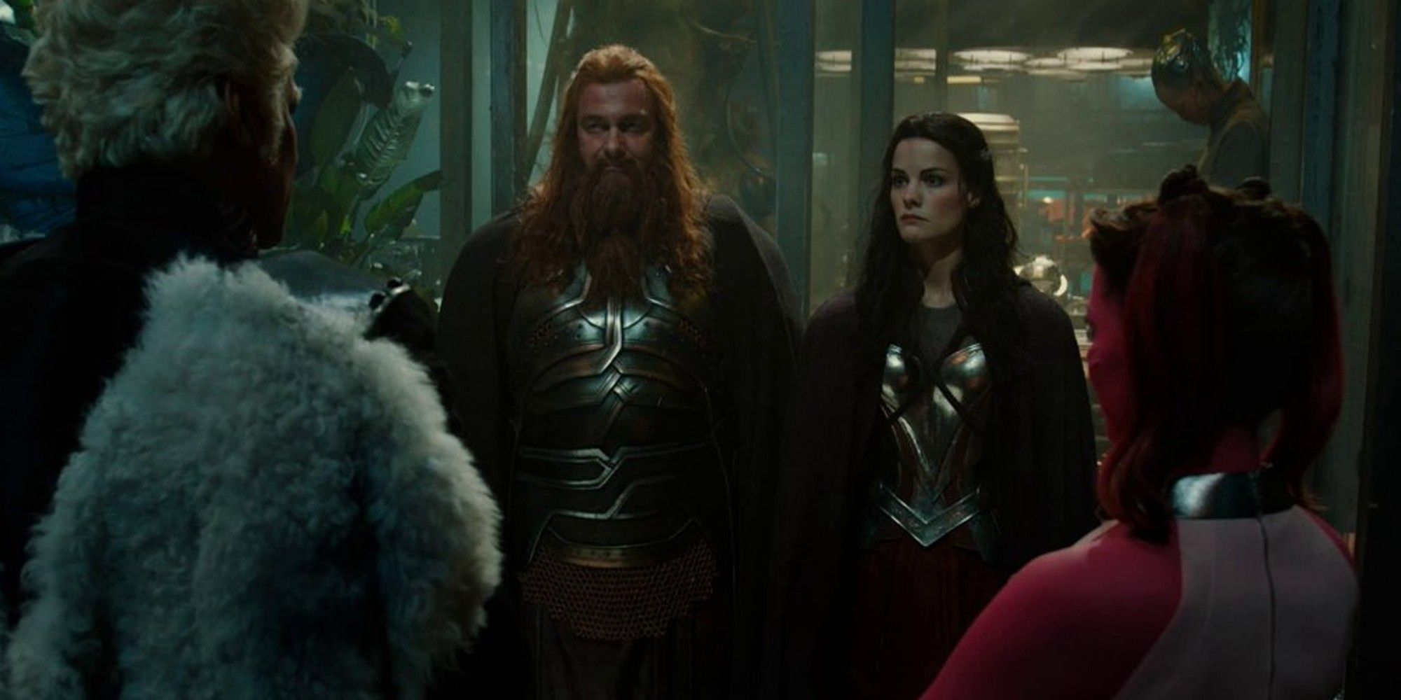 Volstagg and Lady Sif Talking To The Collector And His Assistant Carina On Knowhere From Thor The Dark World