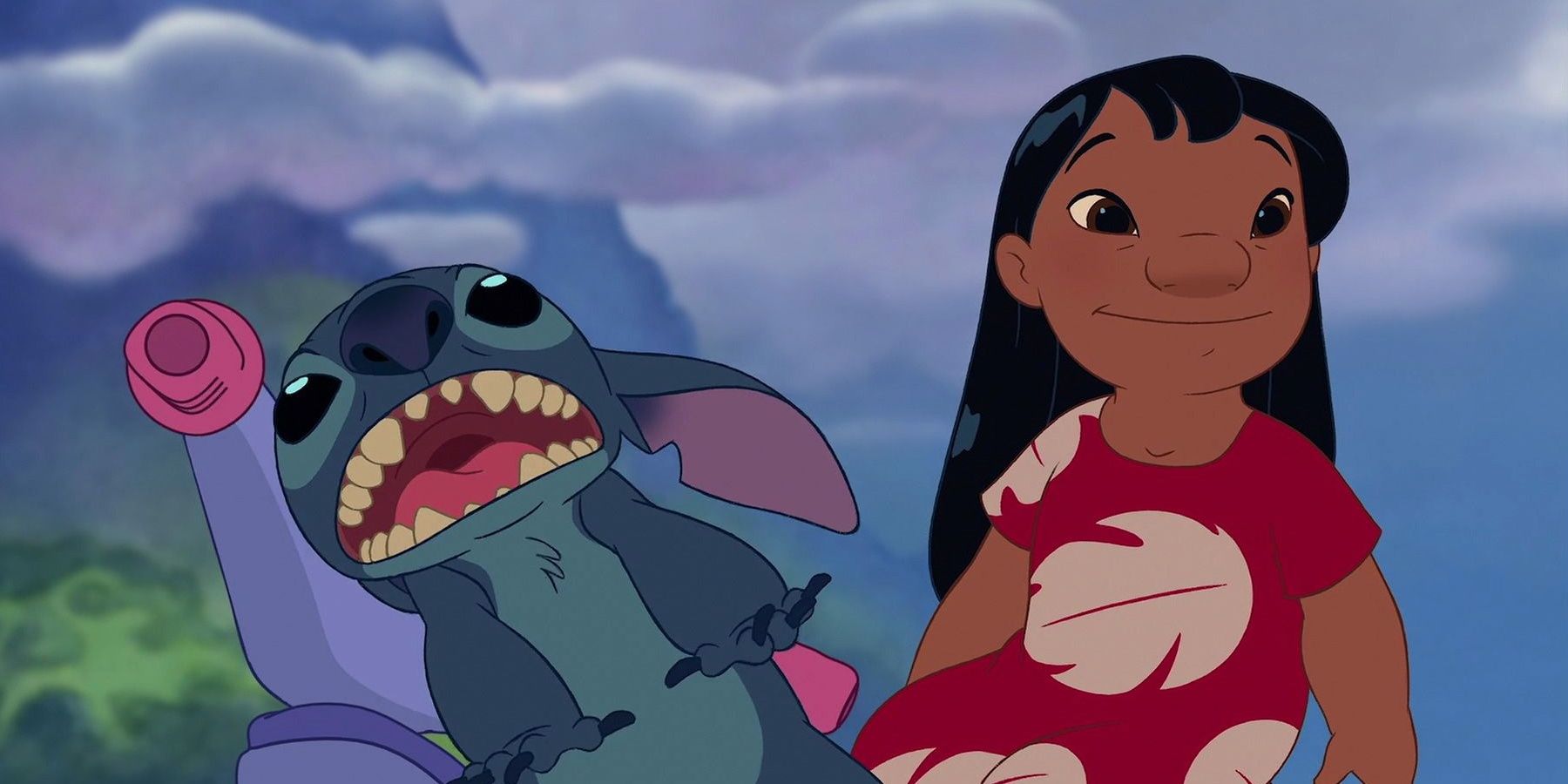 Lilo and Stich happy together in Hawaii in their eponymous movie