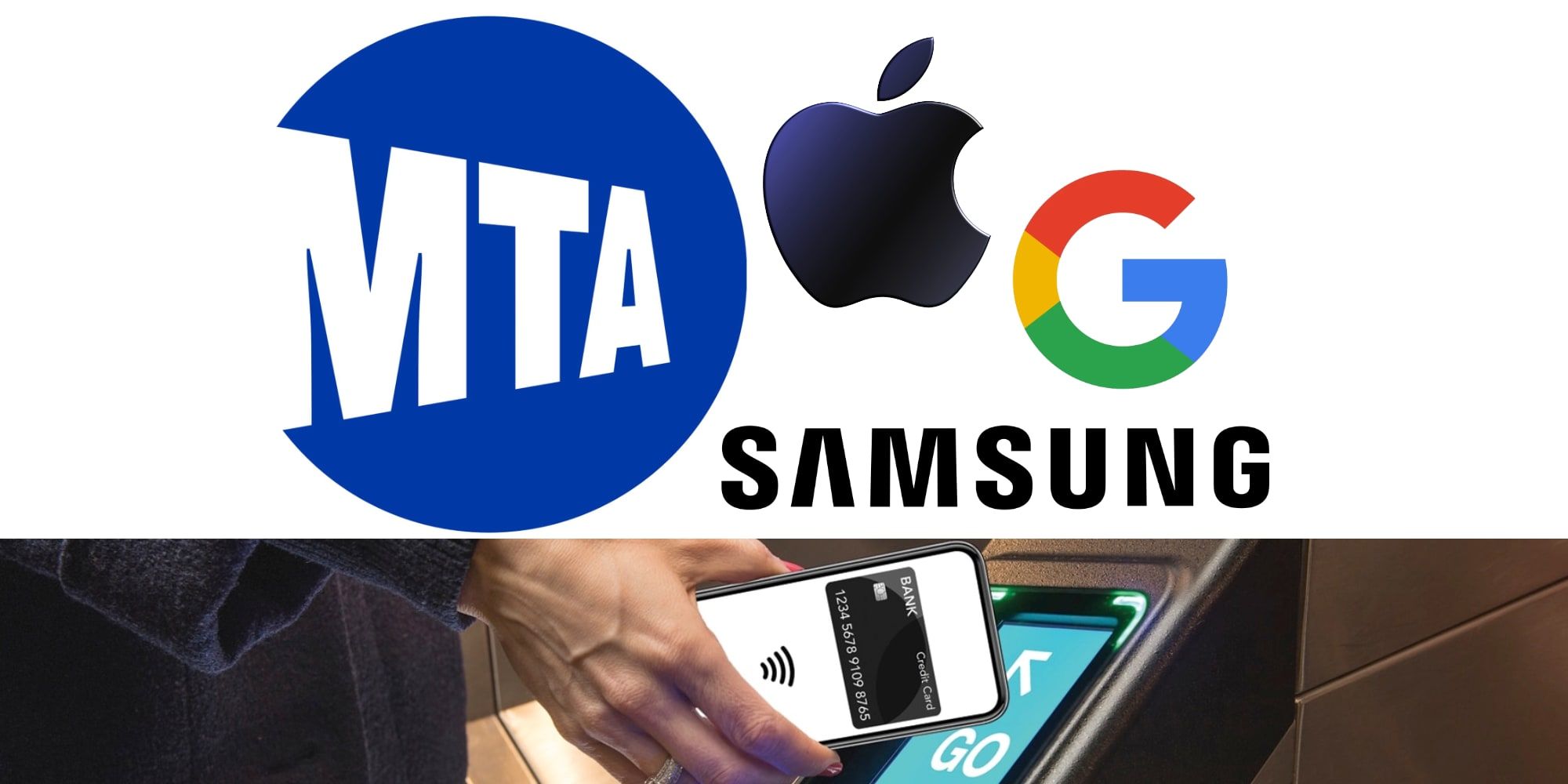MTA, Apple, Google, and Samsung logos