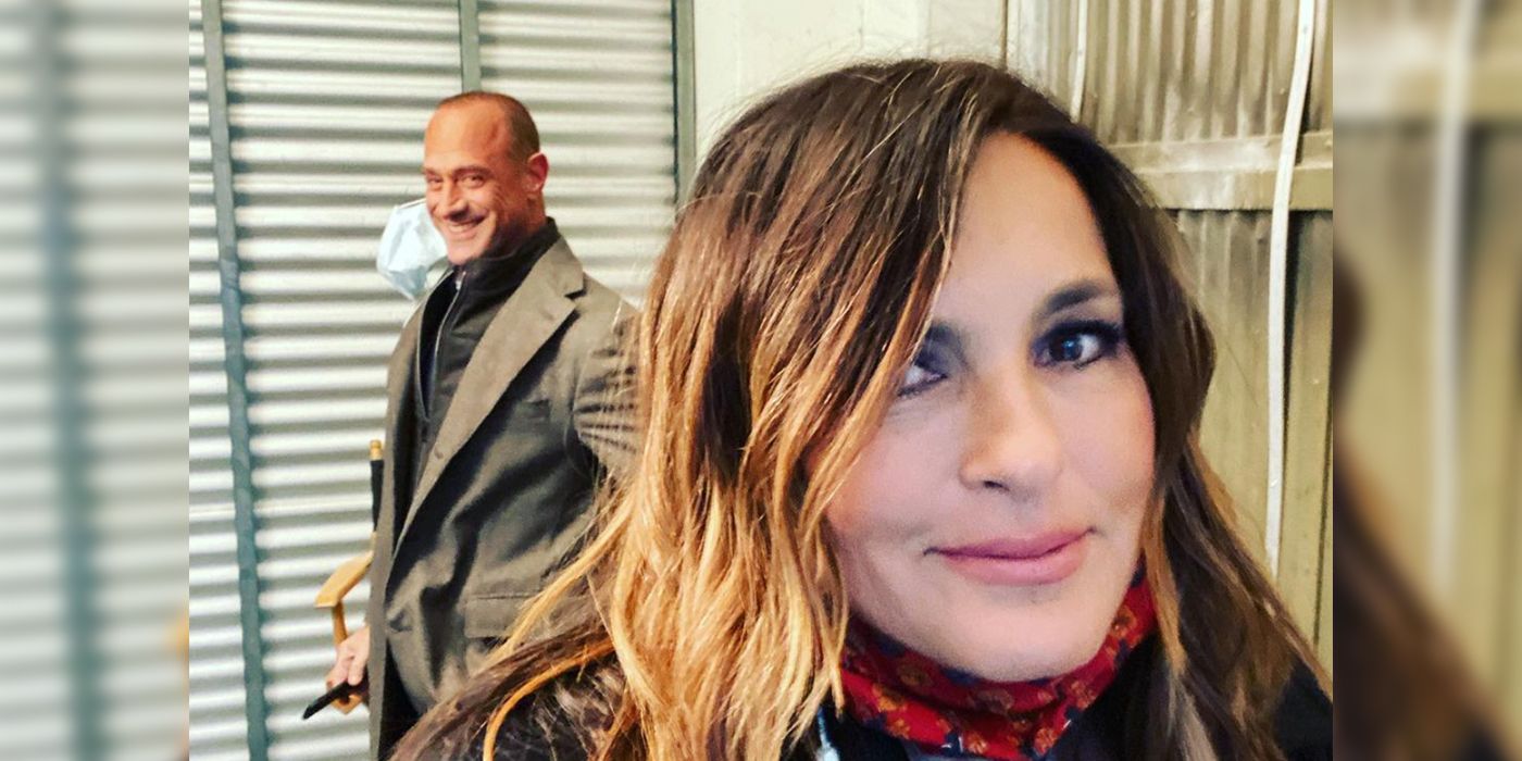 Mariska Hargitay and Christopher Meloni as Olivia Benson and Elliot Stabler on Law and Order SVU