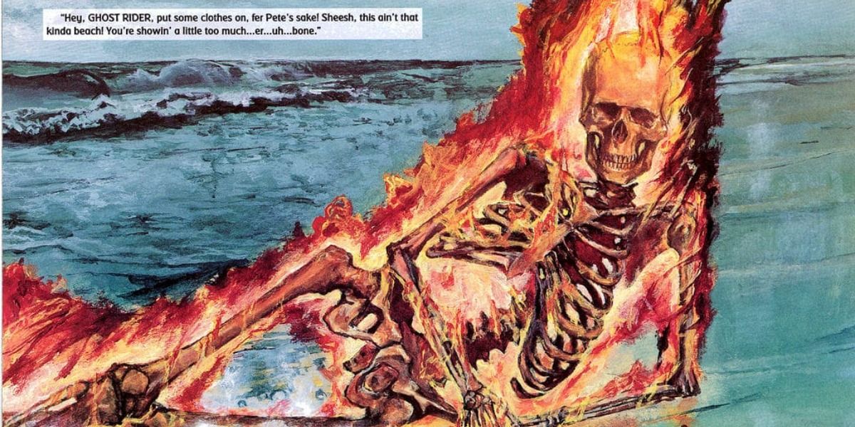 Ghost Rider lounges as a skeleton 