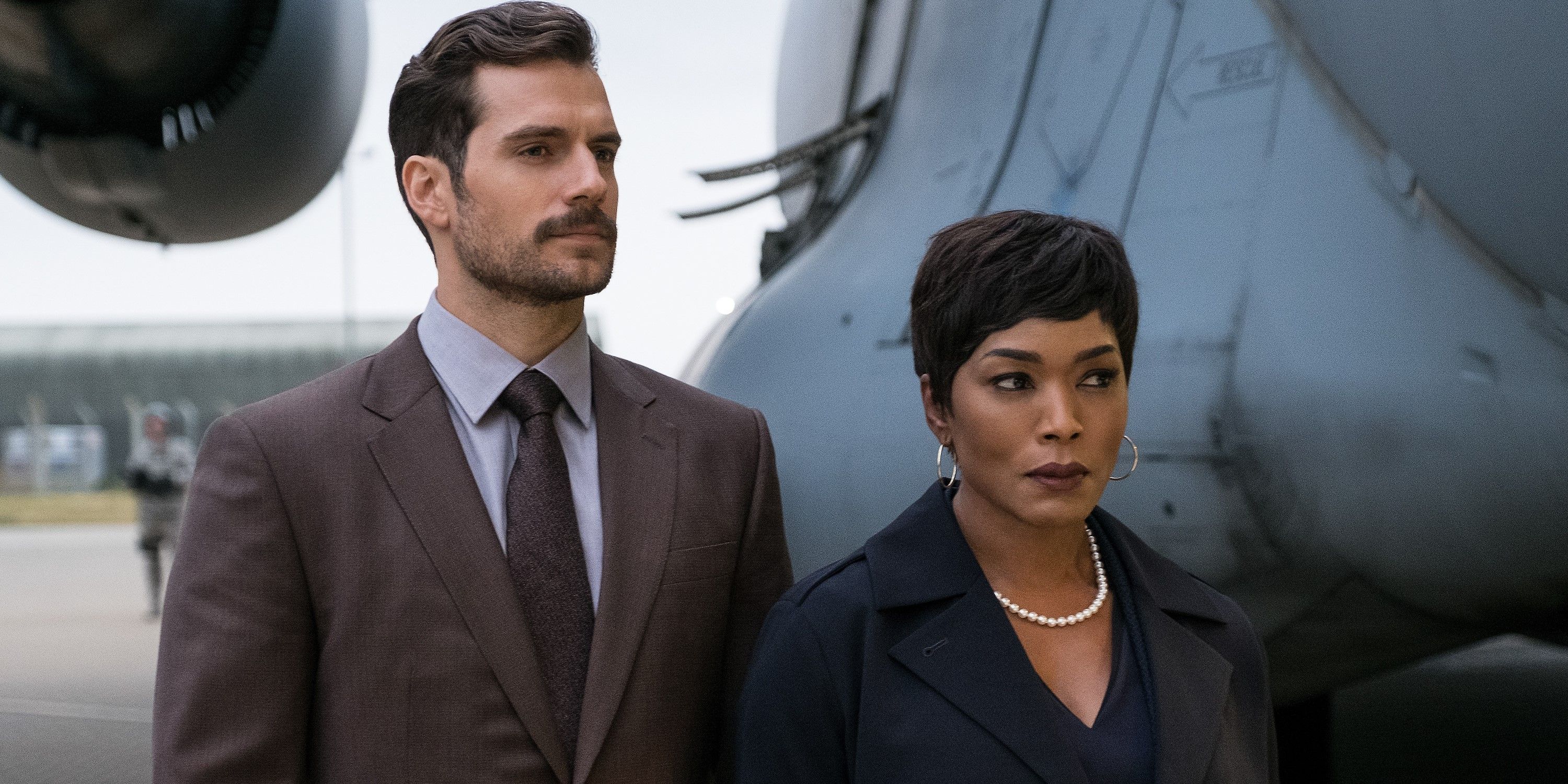 Henry Cavill and Angela Bassett in Mission Impossible – Fallout