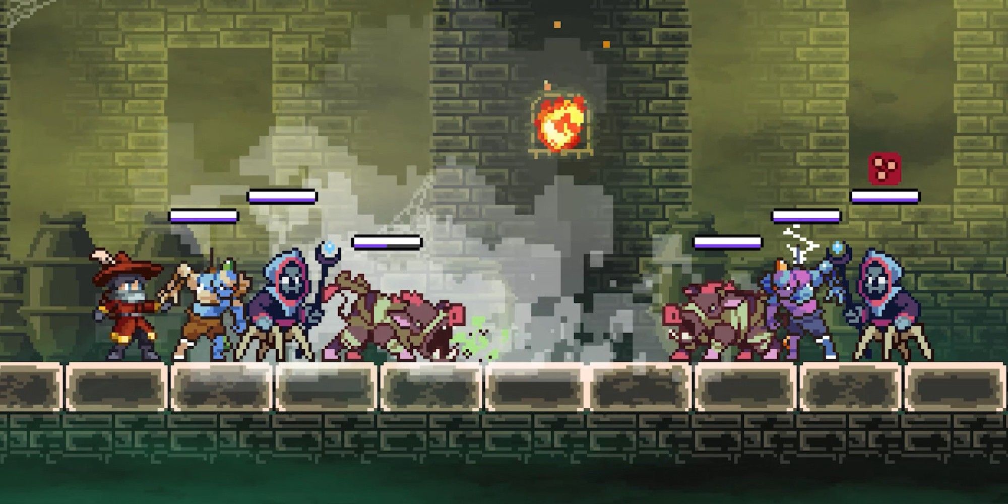 A player engages in team combat with another team of Monsters in Monster Sanctuary