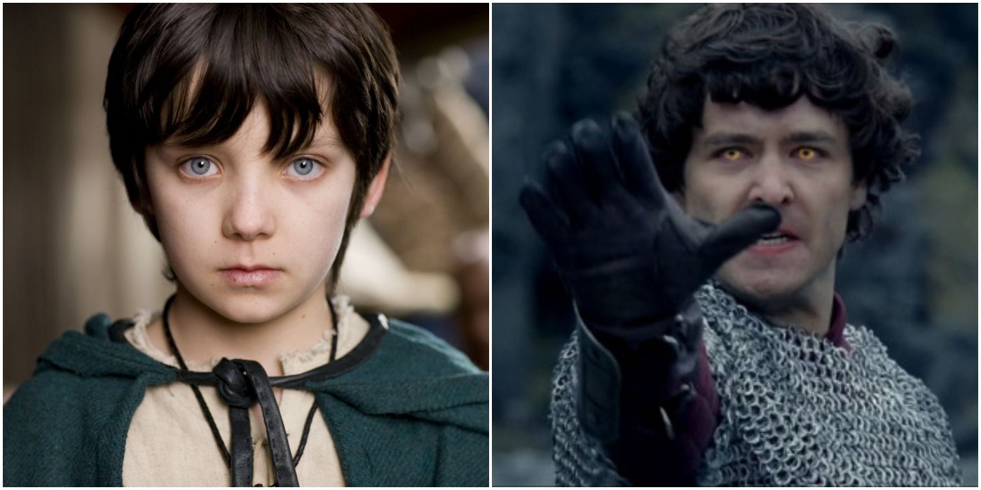 Split image depicting Mordred as a child and adult