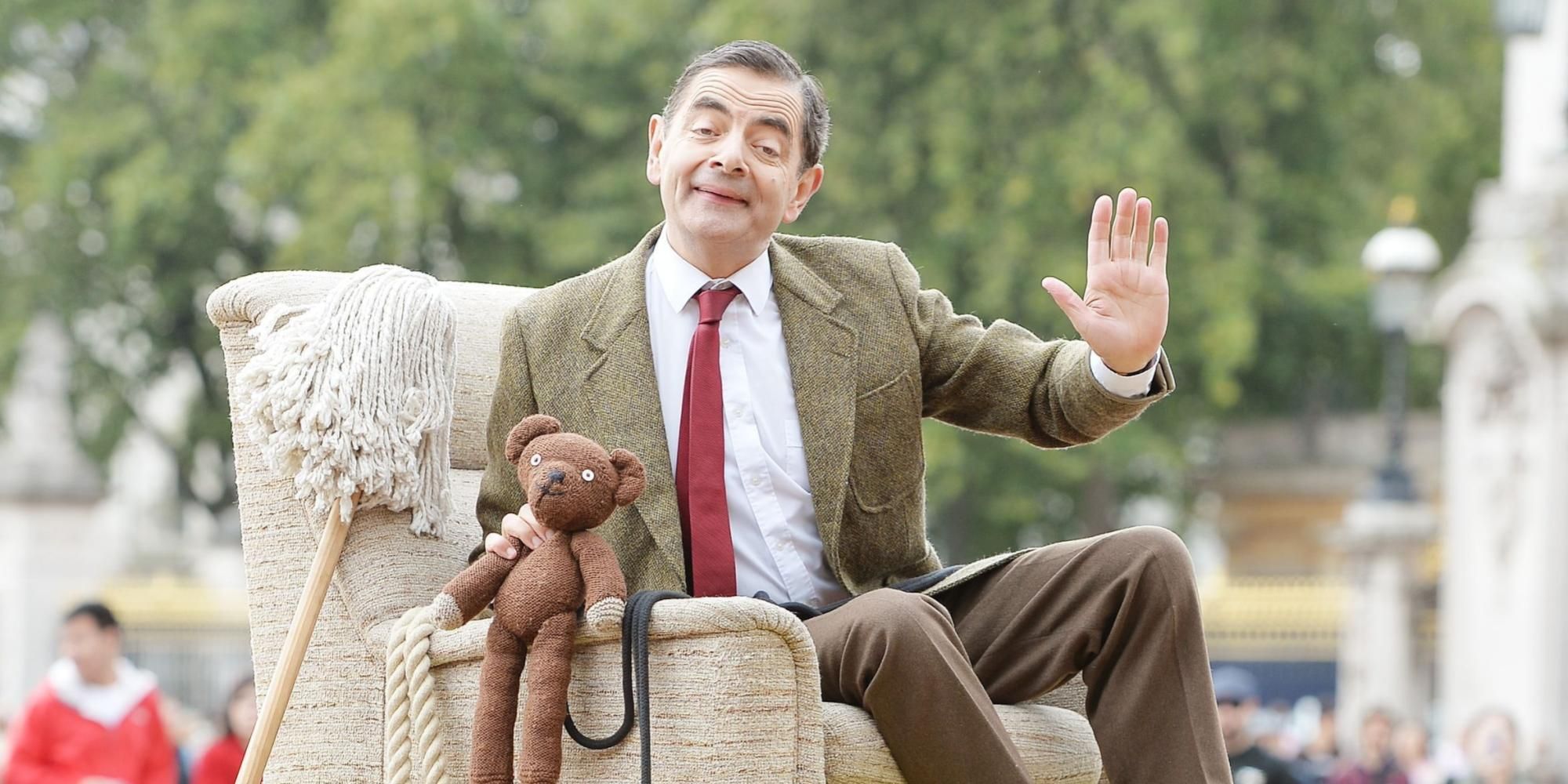 Mr. Bean with chair and mop