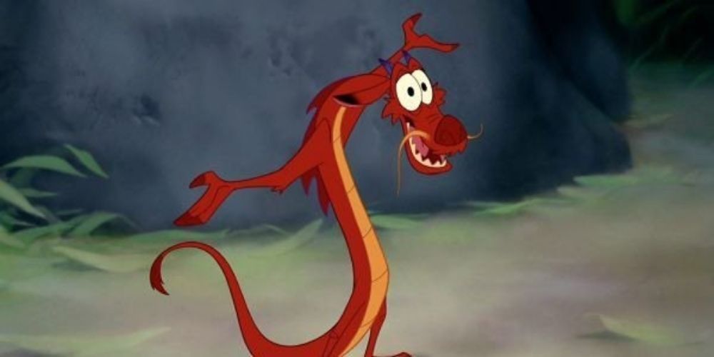 Mushu holding out his arms in Mulan.