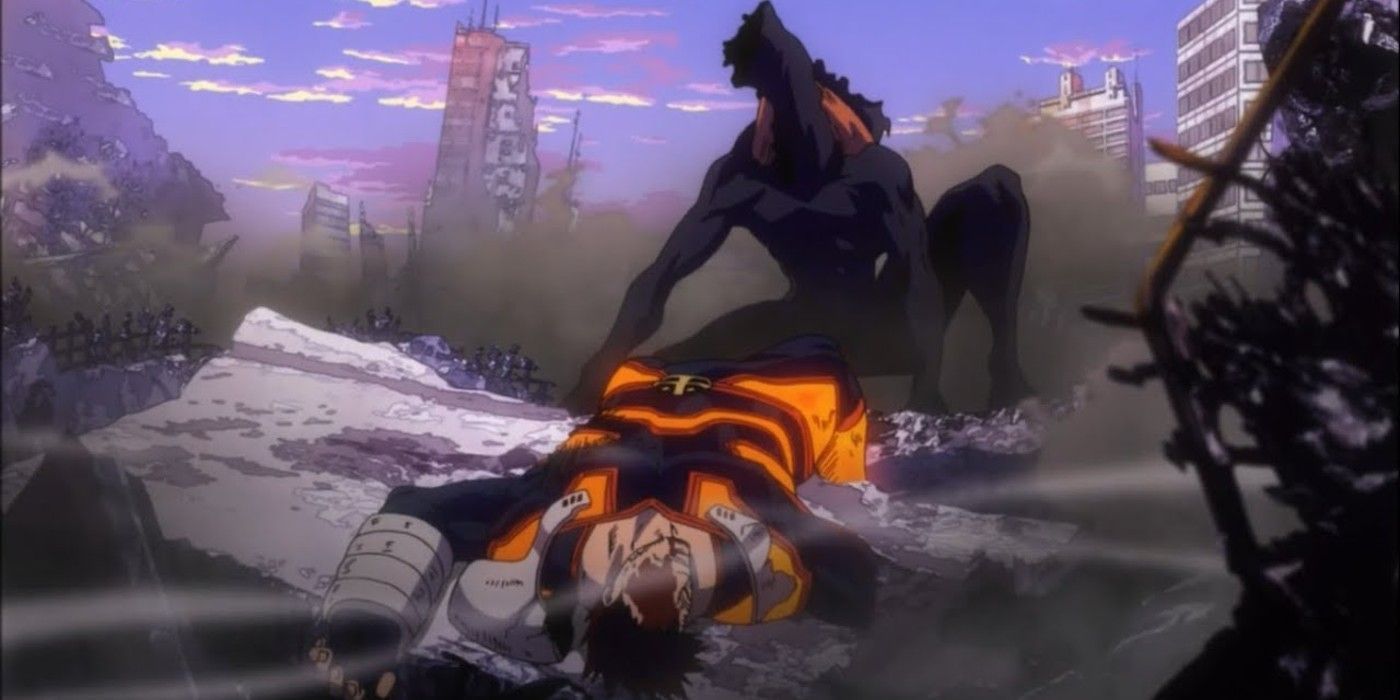 Hood almost defeating Endeavor in My Hero Academia.