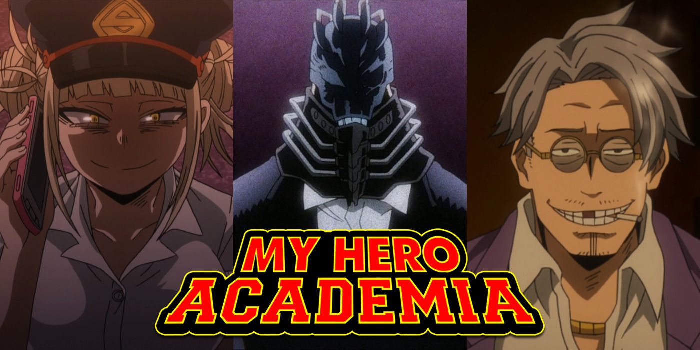 Split image of villains from the My Hero Academia anime series.