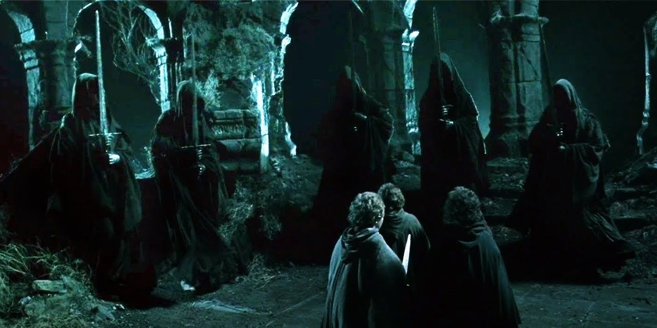 The Nazgul circling the hobbits in The Lord of the Rings 