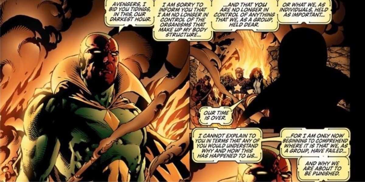 Vision attacks the Avengers