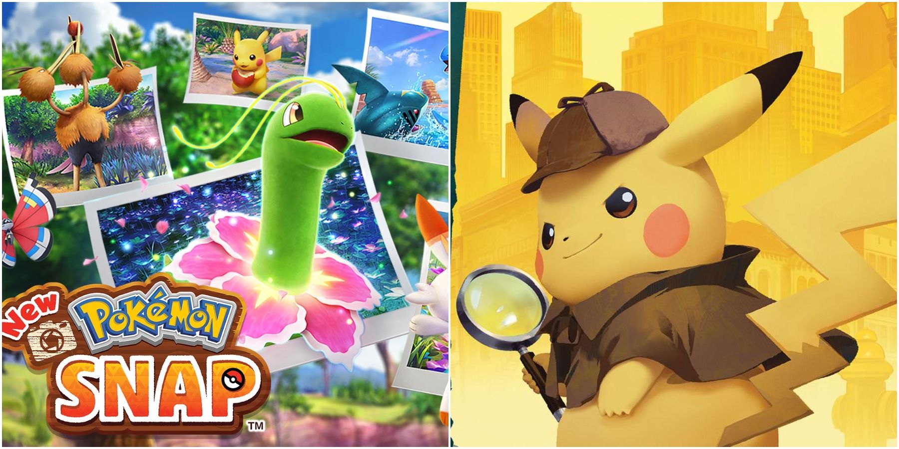 Art for New Pokémon Snap and Detective Pikachu