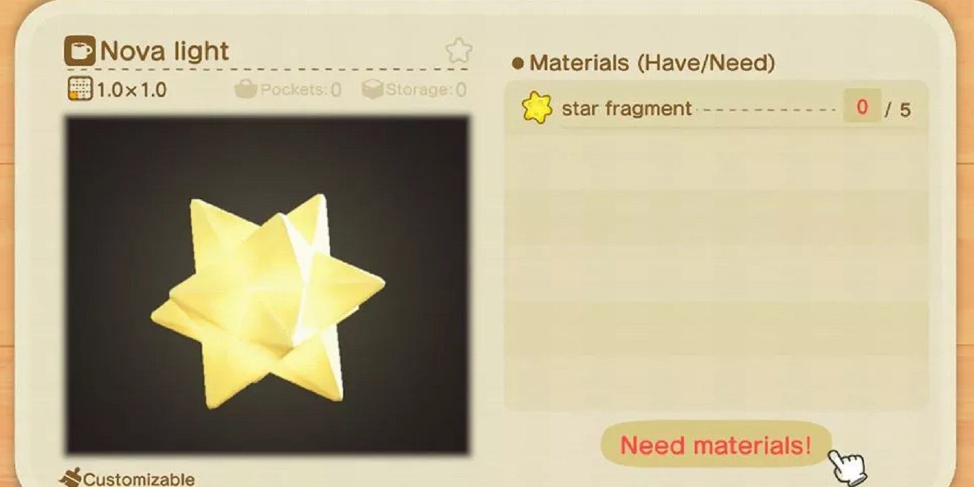 Animal Crossing: All Star Fragment Recipes