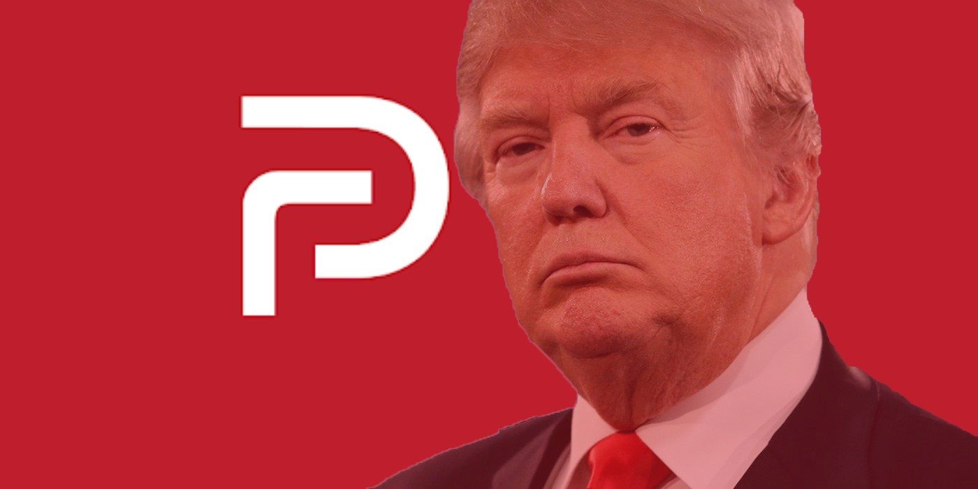 The Parler logo with Donald Trump