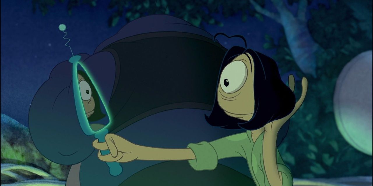 Pleakley looking at himself in the mirror in Lilo & Stitch 