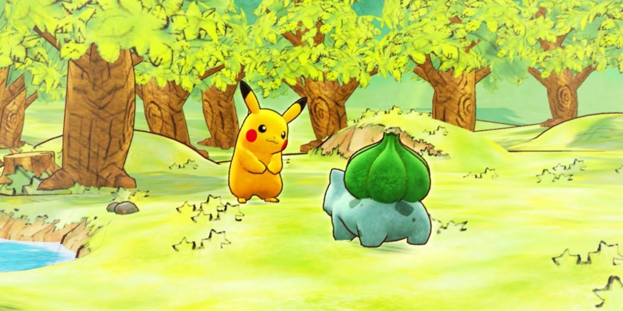 A Pikachu and Bulbasaur in Pokémon Mystery Team: Rescue Team DX