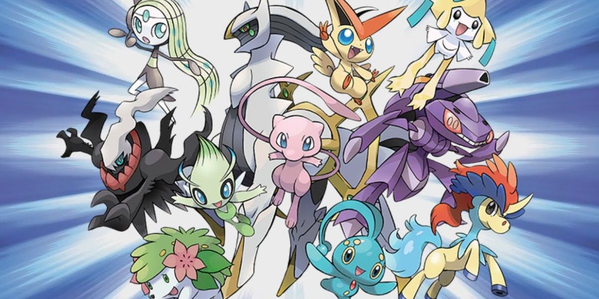 An image featuring all the Mythical Pokémon in the franchise