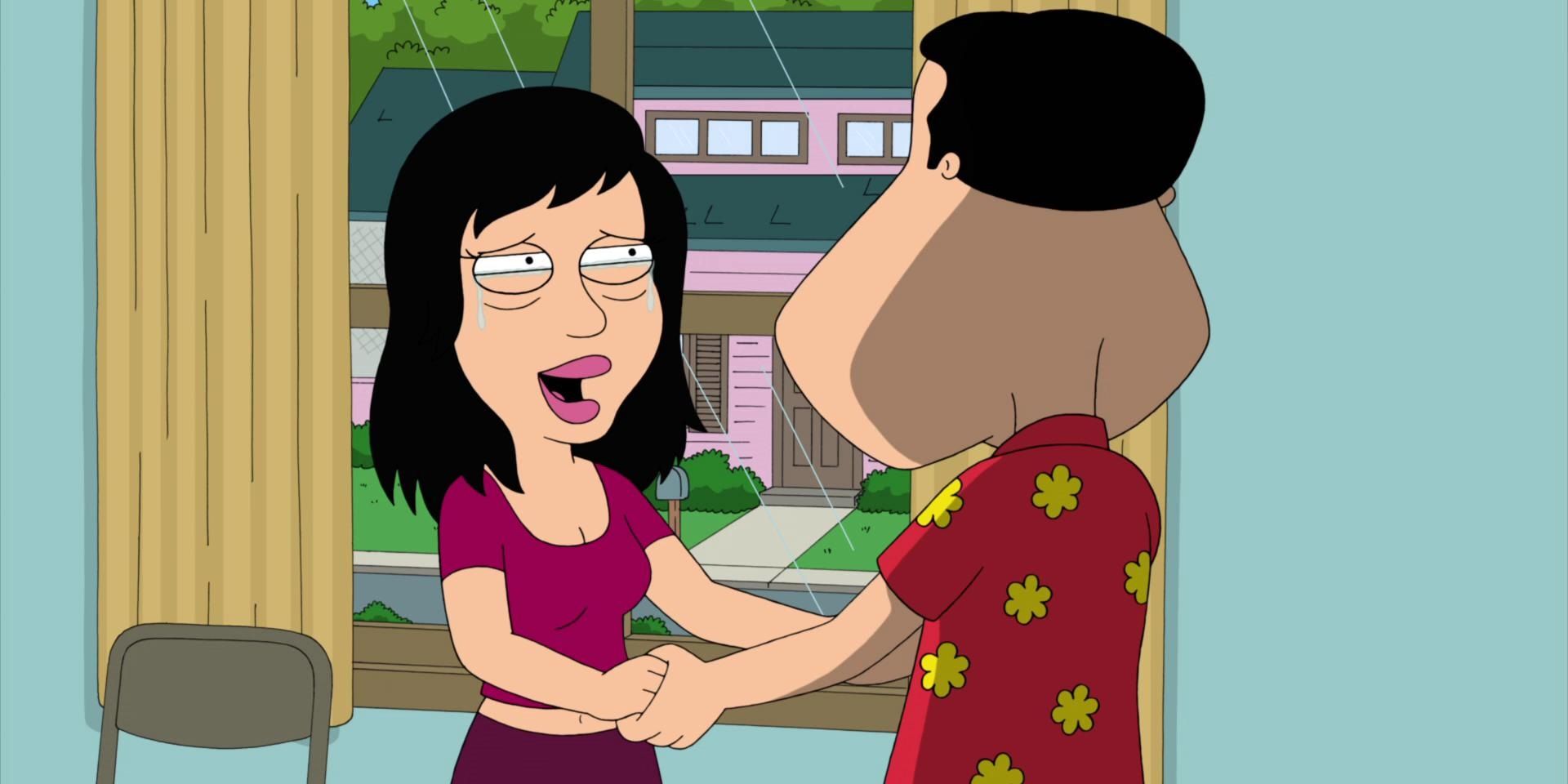 Quagmire holds his siter's hands in Family Guy.