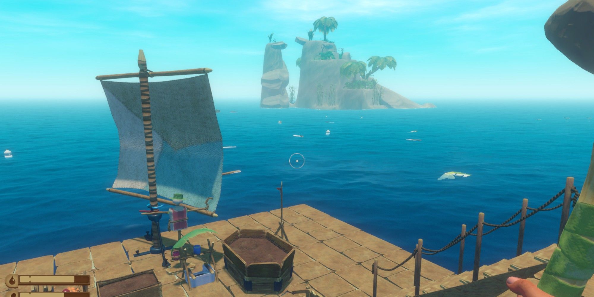 Players can build creative and intricate vessels in Raft